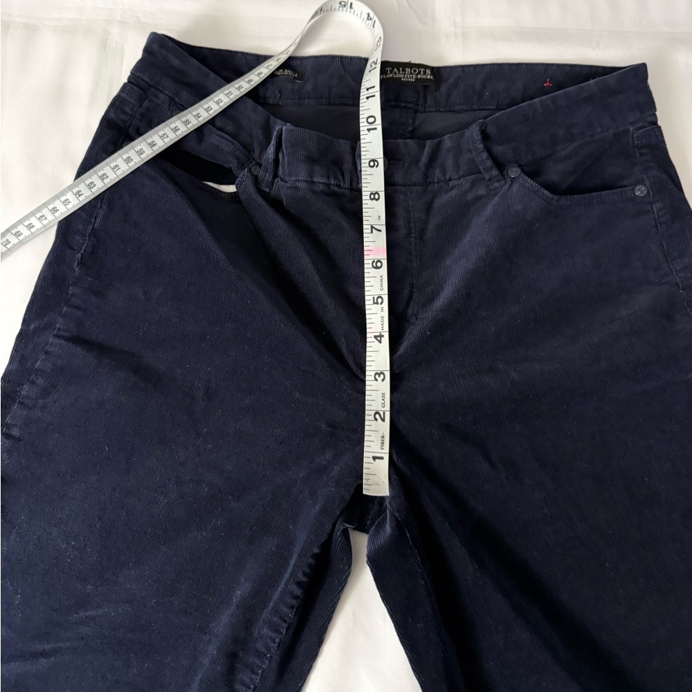 Talbots Flawless Five-Pocket Petites Navy Slim Ankle Frayed Hem Corduroy Pants - Picture 7 of 10
